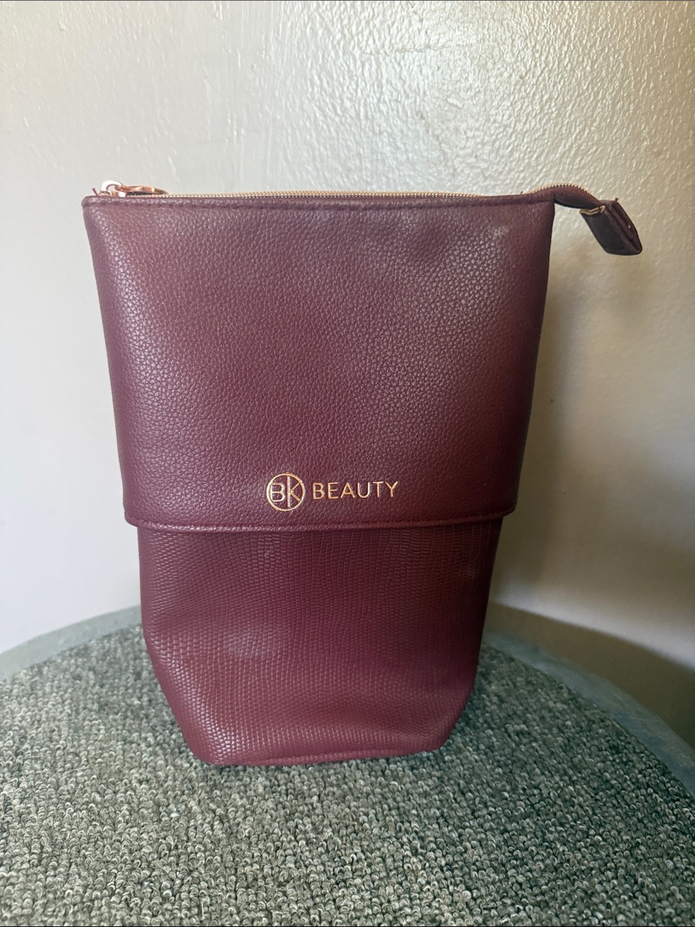 BK Beauty Burgundy Faux-Leather Cosmetic Pouch - Picture 2 of 2